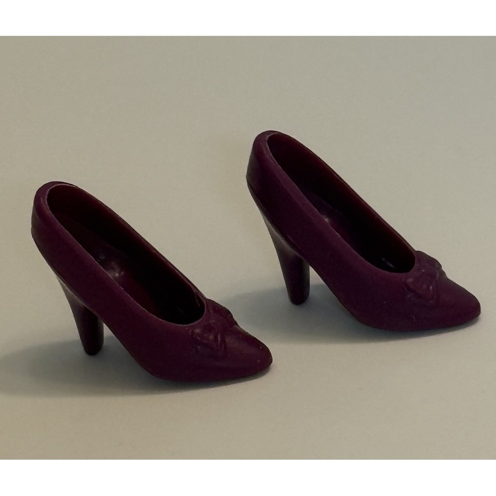 Barbie Mattel Closed Toe Bow High Heel Purple Plum Shoes